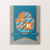 Knight prince crest gepersonaliseerd wolf oranje b legpuzzel (Verticaal)