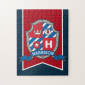 Knight prince crest gepersonaliseerde arend rood b legpuzzel (Verticaal)