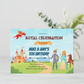 Knight princess jarig sibling kaart (Staand voorkant)