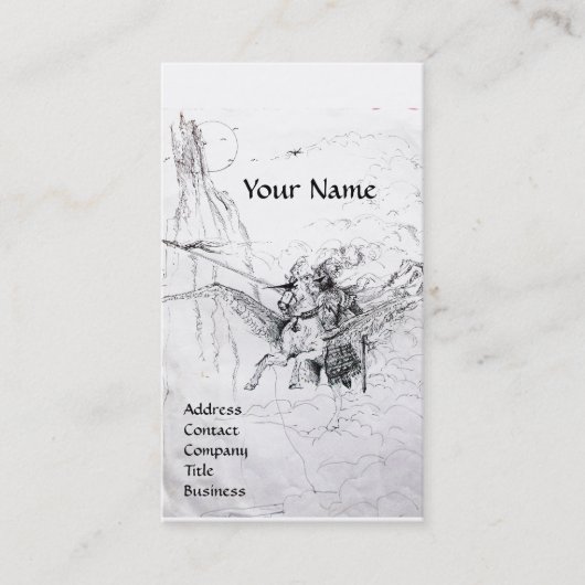 KNIGHT RITING ON PEGASUS MONOGRAM VISITEKAARTJE (Voorkant)