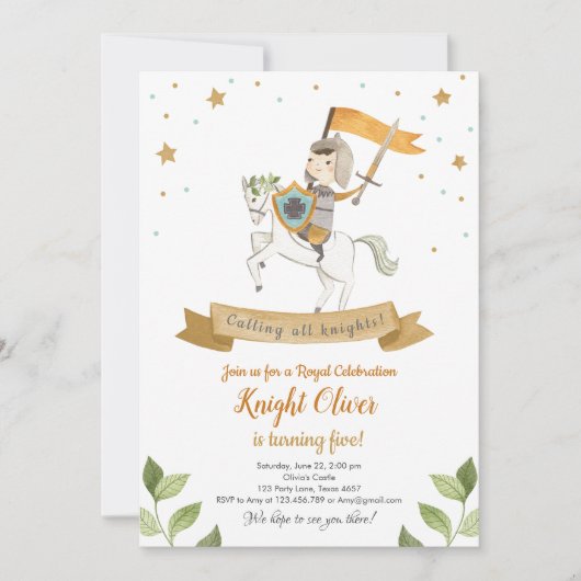 Knight Royal Medieval Boy Verjaardag Uitnodiging (Voorkant)