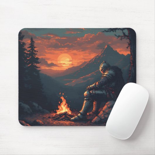 Knight’s Rest by the Fire – Epic Fantasy Mouse Pad Muismat (Met muis)