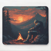 Knight’s Rest by the Fire – Epic Fantasy Mouse Pad Muismat (Voorkant)