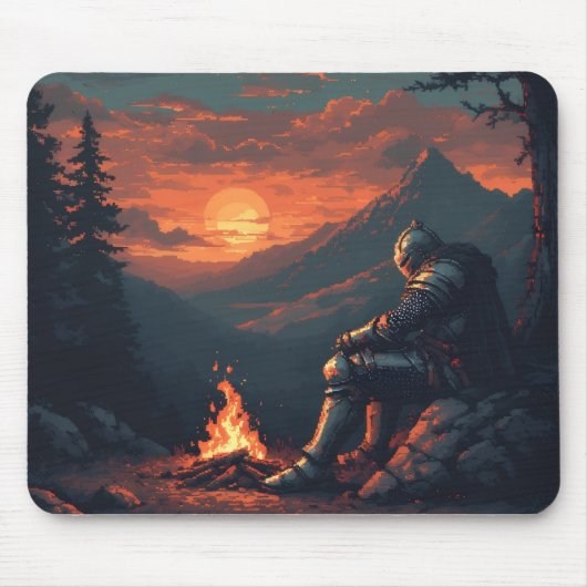 Knight’s Rest by the Fire – Epic Fantasy Mouse Pad Muismat (Voorkant)