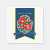 Knight shield 5e verjaardag medieval party napkins servet (Voorkant)