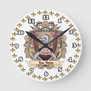 Knight Shield Achternaam Ronde Klok