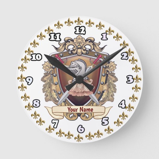 Knight Shield Achternaam Ronde Klok (Voorkant)