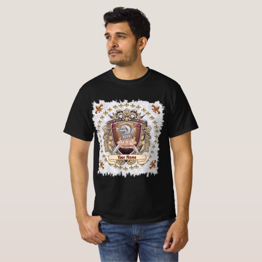 Knight Shield Surname T-shirt (Voorkant volledig)