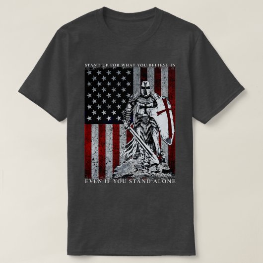 Knight Templar American Flag Crusader T-shirt (Design voorkant)