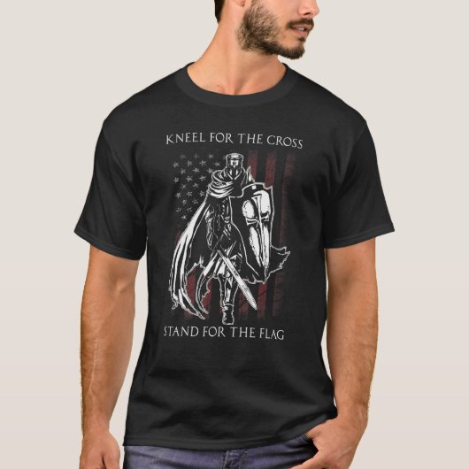 Knight Templar American Flag Crusader Warrior Ren T-shirt (Voorkant)