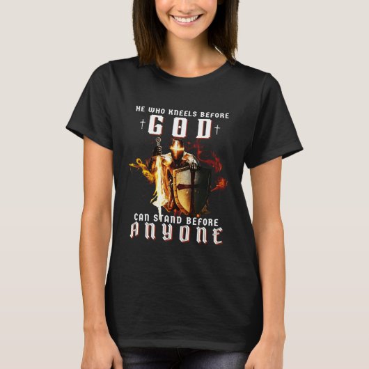 Knight Templar Christian He Who Kneels Before God  T-shirt (Voorkant)