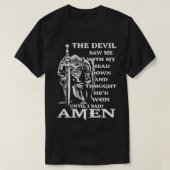 Knight Templar Kneeling Devil zag me met mijn hoof T-shirt (Design voorkant)