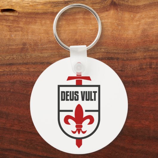 Knight Templar MOTTO DEUS VULT Insignia Sleutelhanger (Voorkant)
