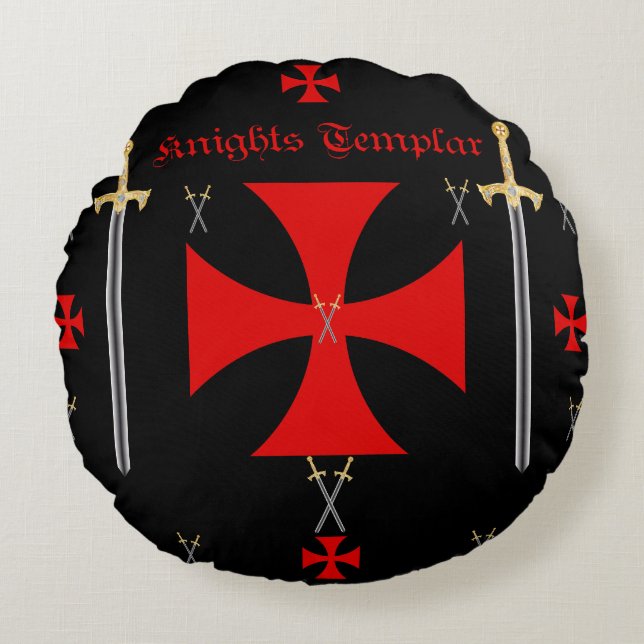 Knight Templar Rond Kussen (Voorkant)
