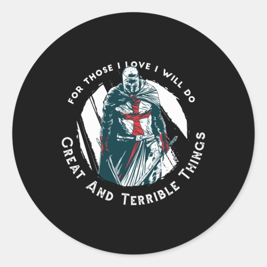 Knight templar ronde sticker (Voorkant)