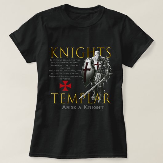 Knight Templar Tshirt Oath for God Shirt Christia (Design voorkant)