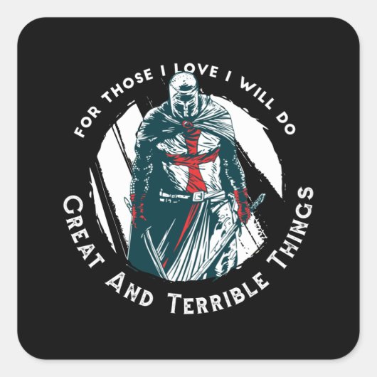 Knight templar vierkante sticker (Voorkant)