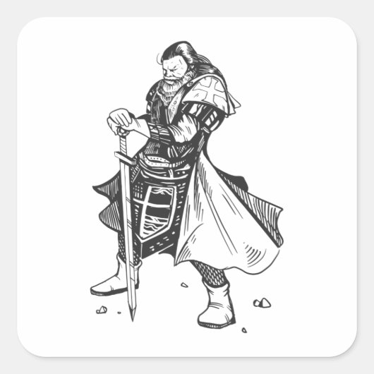 Knight templar vierkante sticker (Voorkant)