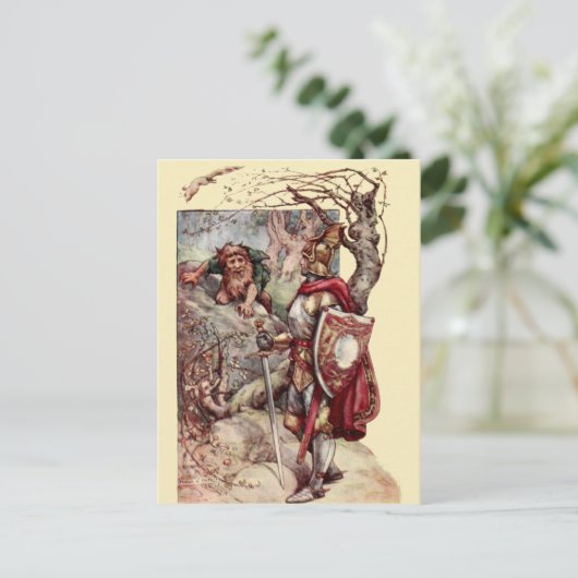 Knight & Troll Medieval Fantasy Art Briefkaart (Staand voorkant)