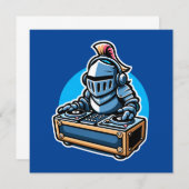 Knight Turntablist - Middeleeuwse DJ Cartoon Desig Kaart (Voorkant / Achterkant)