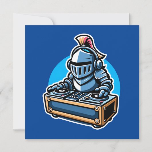 Knight Turntablist - Middeleeuwse DJ Cartoon Desig Kaart (Voorkant)
