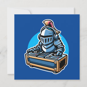 Knight Turntablist - Middeleeuwse DJ Cartoon Desig Kaart
