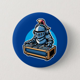 Knight Turntablist - Middeleeuwse DJ Cartoon Desig Ronde Button 5,7 Cm