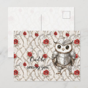 Knight Uil Glanzend Harnas Rozen Tot Gziens Briefkaart