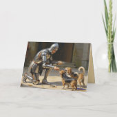 Knight Walkin' the Dog Card Feestdagen Kaart (Achterkant)