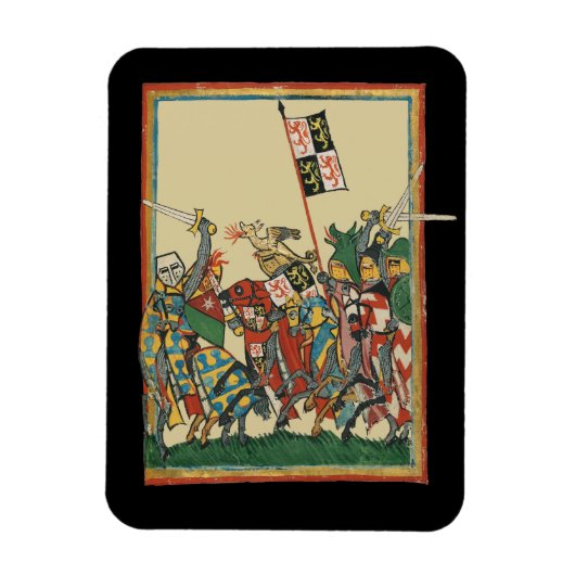 Knights Charging, 14e-eeuwse Codex Manesse Magneet (Verticaal)