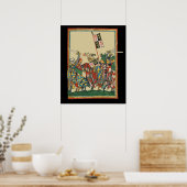 Knights Charging, 14e-eeuwse Codex Manesse Poster (Keuken)