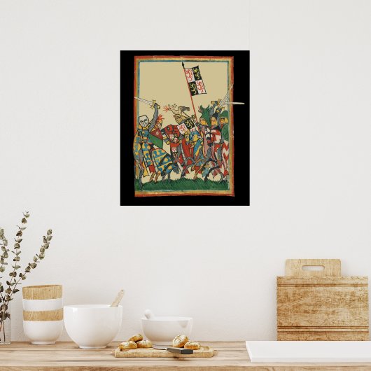Knights Charging, 14e-eeuwse Codex Manesse Poster (Keuken)