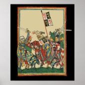 Knights Charging, 14e-eeuwse Codex Manesse Poster (Voorkant)