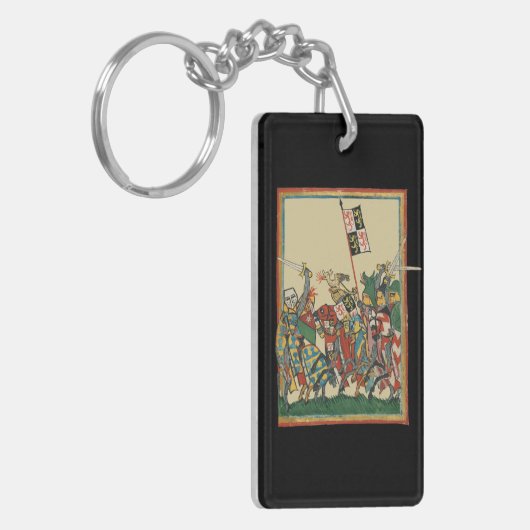 Knights Charging, 14e-eeuwse Codex Manesse Sleutelhanger (Voorkant Links)