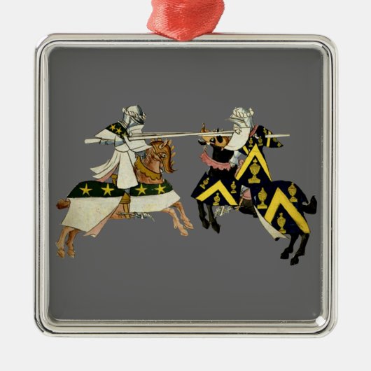 KNIGHTS JOUSTING METALEN ORNAMENT (Voorkant)