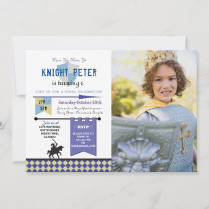 Knights Princess Knight Verjaardagsfeestfoto Kaart