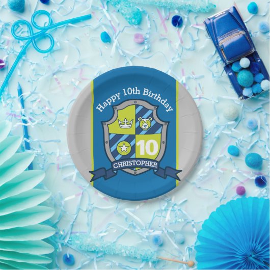 Knights shield beer 10th birthday custom bord (Feest)