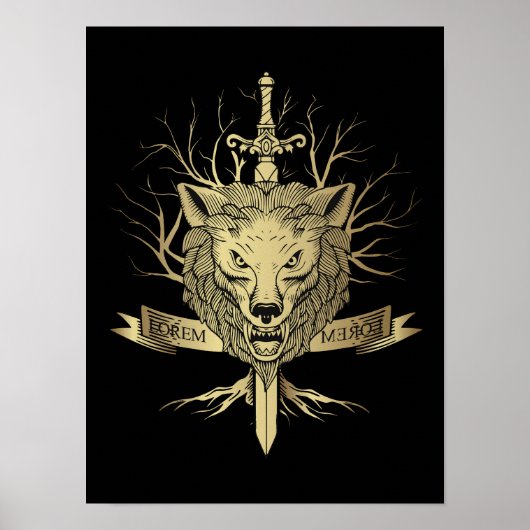 Knight's Sword en Wolf Head Emblem Poster (Voorkant)
