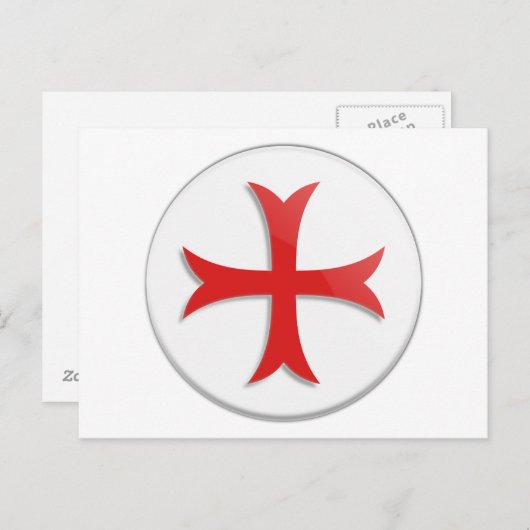 Knight's Templar Cross-symbool Briefkaart (Voorkant / Achterkant)