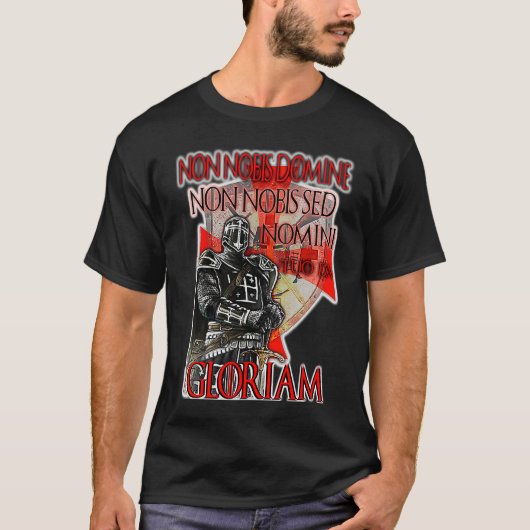 Knights Templar Non Nobis Gloriam Crusader Cross W T-shirt (Voorkant)