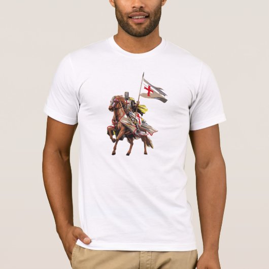 KNIGHTS TEMPLAR OP ZIJN HORSE T-SHIRT (Voorkant)