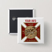 KNIGHTS TEMPLAR VIERKANTE BUTTON 5,1 CM (Voorkant /achterkant)