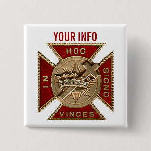 KNIGHTS TEMPLAR VIERKANTE BUTTON 5,1 CM