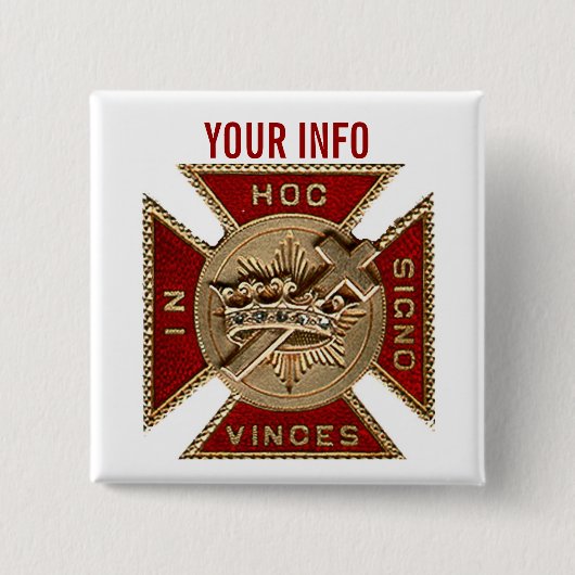 KNIGHTS TEMPLAR VIERKANTE BUTTON 5,1 CM (Voorkant)