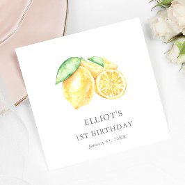 Knijp citroen citrus Baby eerste verjaardag welkom Servet