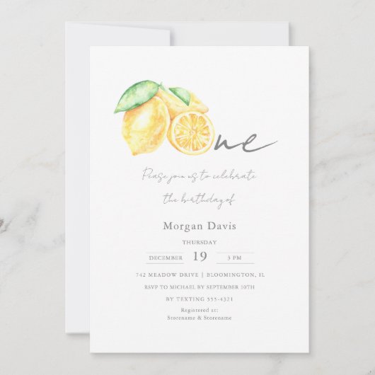 Knijp citroen citrus zomer Baby eerste verjaardag Kaart (Voorkant)