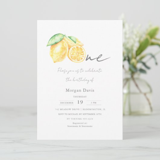 Knijp citroen citrus zomer Baby eerste verjaardag Kaart (Staand voorkant)