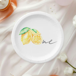 Knijp citroen citrus zomer Baby eerste verjaardag Papieren Bordje