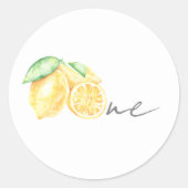 Knijp citroen citrus zomer Baby eerste verjaardag Ronde Sticker (Voorkant)