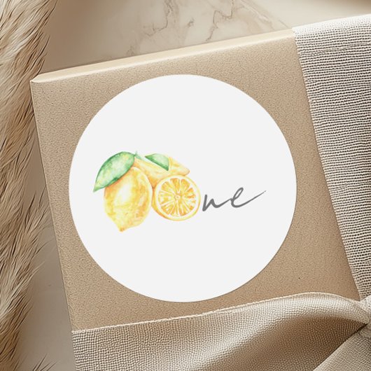 Knijp citroen citrus zomer Baby eerste verjaardag Ronde Sticker